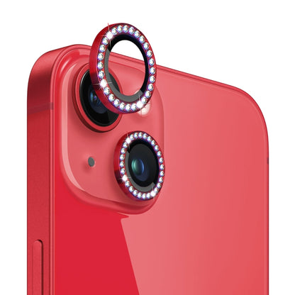 For iPhone 13 / 13 Mini NORTHJO Camera Lens Tempered Glass Metal Rhinestone Ring Film(Red) - iPhone 13 Tempered Glass by NORTHJO | Online Shopping UK | buy2fix