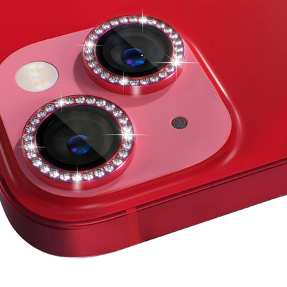 For iPhone 13 / 13 Mini NORTHJO Camera Lens Tempered Glass Metal Rhinestone Ring Film(Red) - iPhone 13 Tempered Glass by NORTHJO | Online Shopping UK | buy2fix