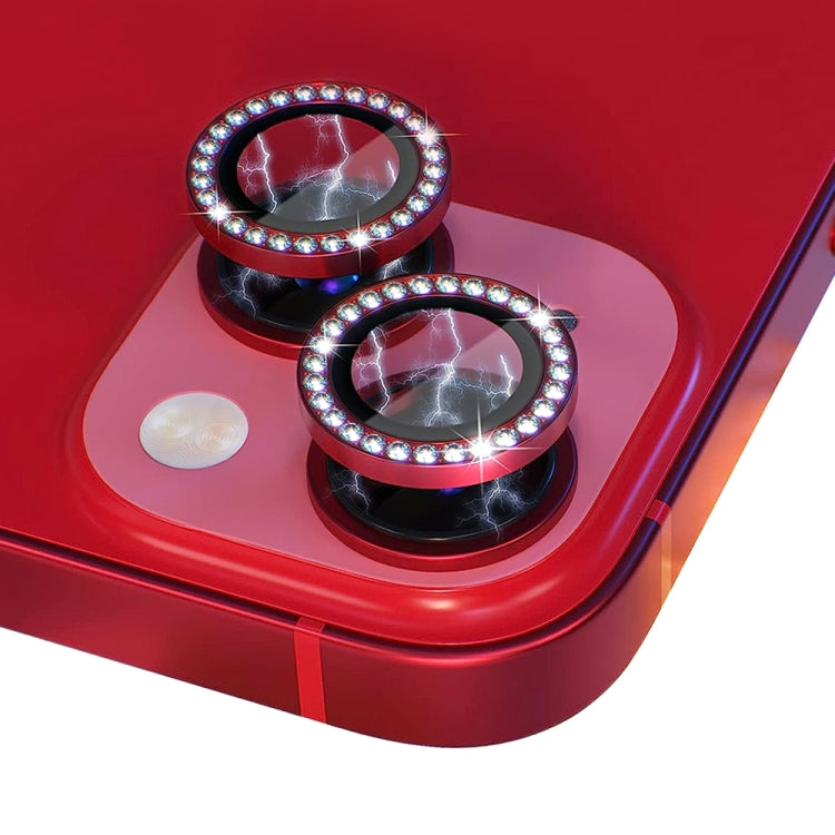 For iPhone 13 / 13 Mini NORTHJO Camera Lens Tempered Glass Metal Rhinestone Ring Film(Red) - iPhone 13 Tempered Glass by NORTHJO | Online Shopping UK | buy2fix