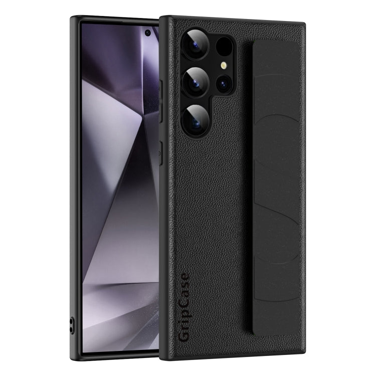 For Samsung Galaxy S25 Ultra 5G Skin Elastic Wrist Grip Back Cover Phone Case(Black) by buy2fix