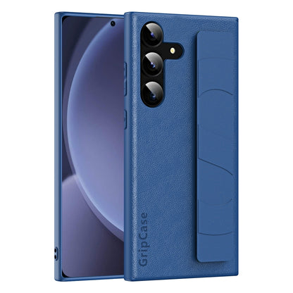 For Samsung Galaxy S25+ 5G Skin Elastic Wrist Grip Back Cover Phone Case(Navy Blue) by buy2fix