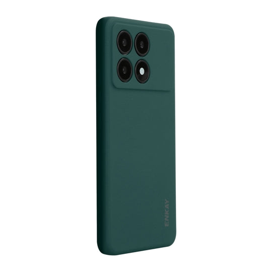 For Xiaomi Poco F6 Pro / Redmi K70 ENKAY Hat-Prince Liquid Silicone Shockproof Soft Phone Case(Dark Green)