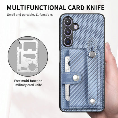 For Samsung Galaxy S25 Ultra 5G Wristband Kickstand Wallet Back Phone Case with Tool Knife(Blue) - Galaxy S25 Ultra 5G Cases by buy2fix | Online Shopping UK | buy2fix