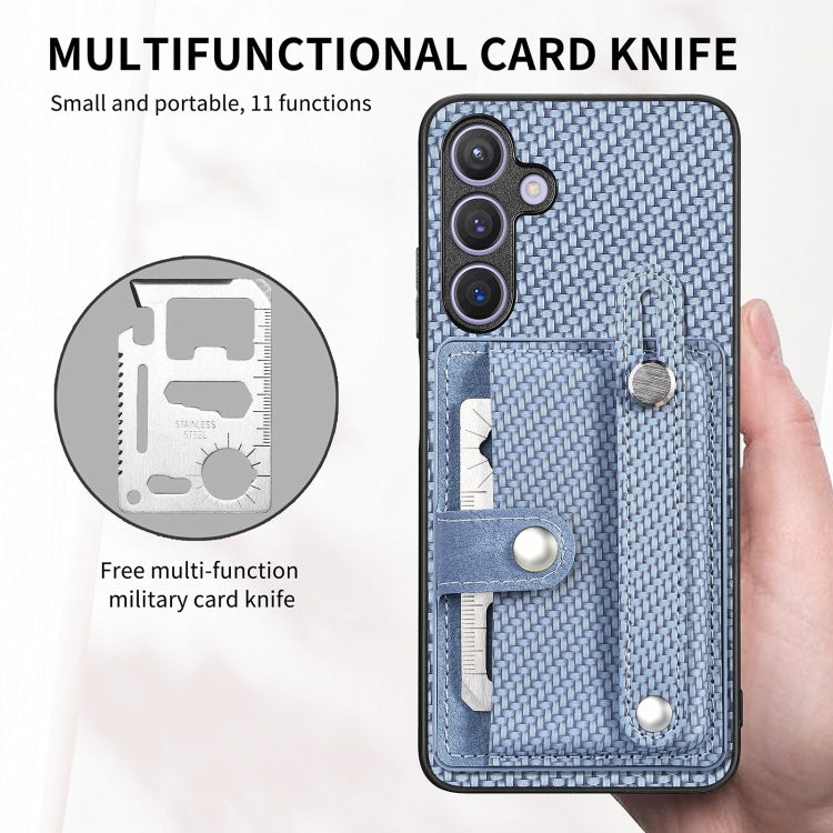 For Samsung Galaxy S25 5G Wristband Kickstand Wallet Back Phone Case with Tool Knife(Brown) by buy2fix
