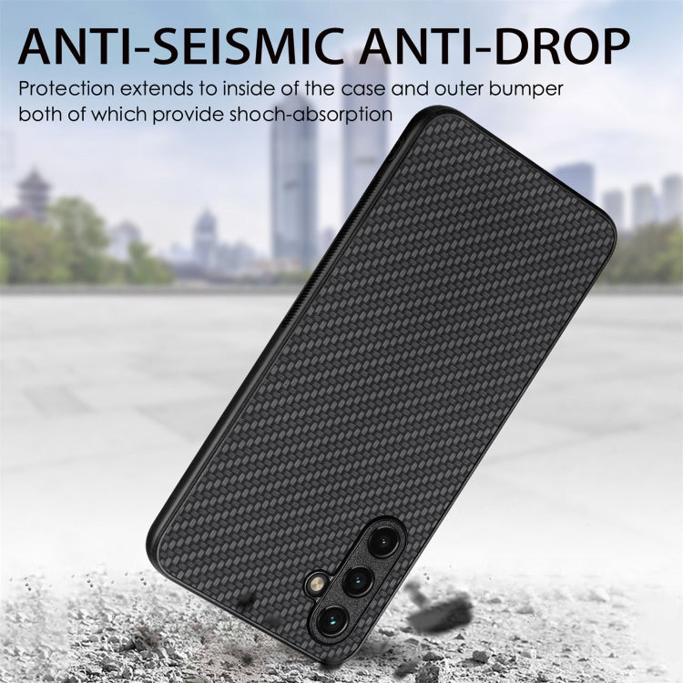 For Samsung Galaxy S25 5G Carbon Fiber Texture Leather Back Cover Phone Case(Black) by buy2fix