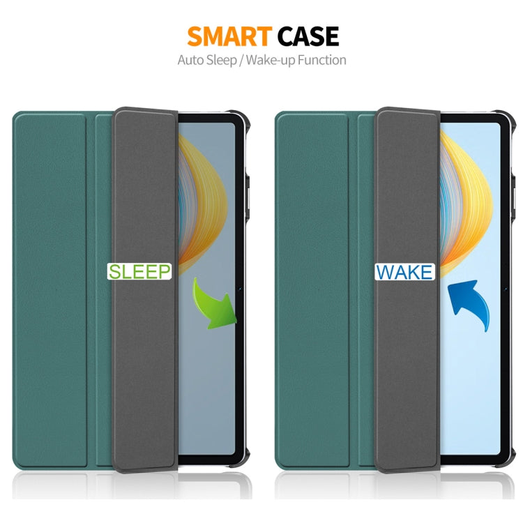 For Honor Pad V8 ENKAY Tri-fold Custer Texture Leather Smart Tablet Case(Dark Blue) - Honor by ENKAY | Online Shopping UK | buy2fix