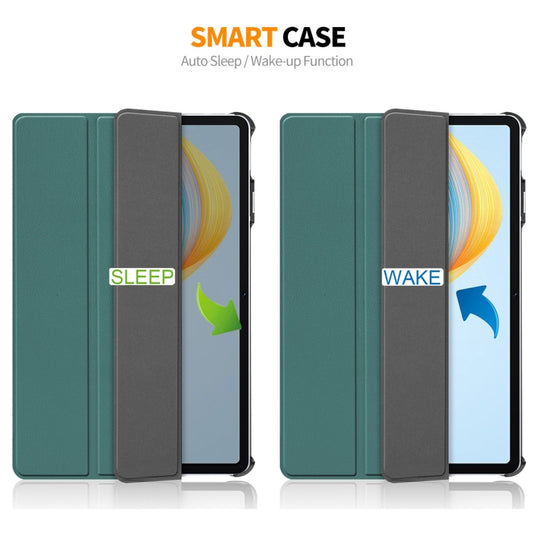 For Honor Pad V8 ENKAY Tri-fold Custer Texture Leather Smart Tablet Case(Dark Blue) - Honor by ENKAY | Online Shopping UK | buy2fix