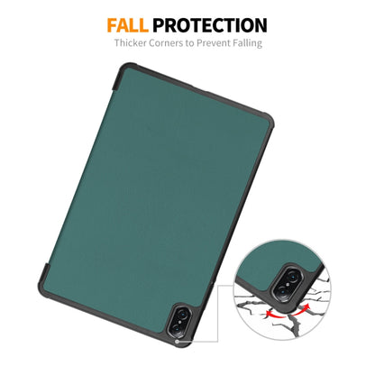 For Honor Pad V8 ENKAY Tri-fold Custer Texture Leather Smart Tablet Case(Dark Green) - Honor by ENKAY | Online Shopping UK | buy2fix