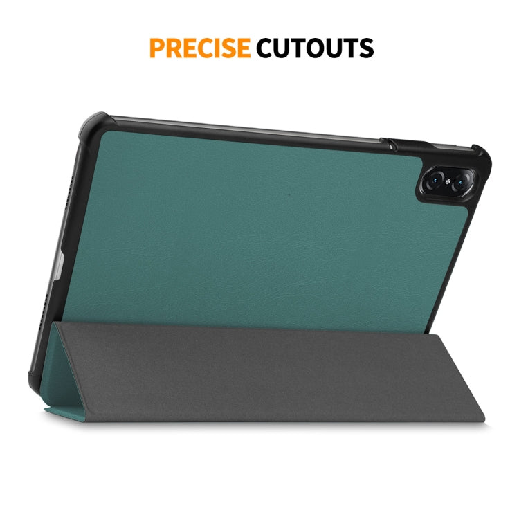 For Honor Pad V8 ENKAY Tri-fold Custer Texture Leather Smart Tablet Case(Dark Green) - Honor by ENKAY | Online Shopping UK | buy2fix