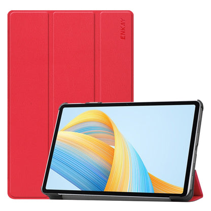For Honor Pad V8 ENKAY Tri-fold Custer Texture Leather Smart Tablet Case(Red) by ENKAY
