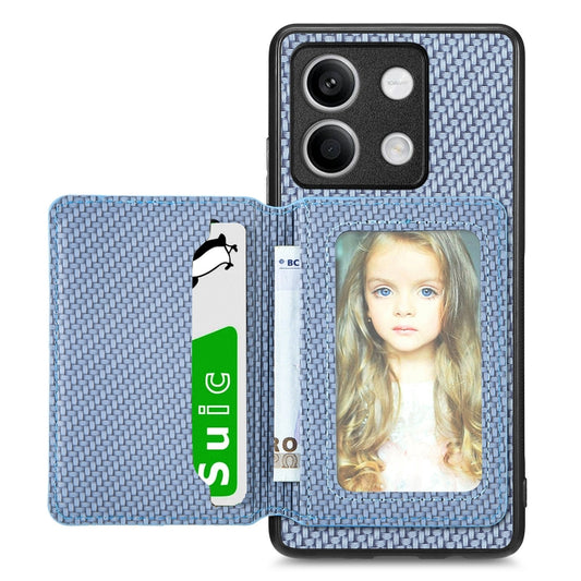 For Redmi Note 13 4G Carbon Fiber Magnetic Card Bag Phone Case(Blue) by buy2fix