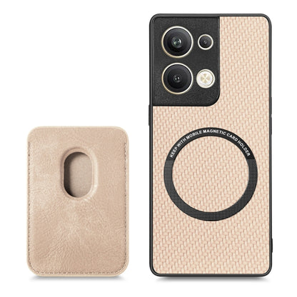 For OPPO Reno9 Pro+ Carbon Fiber Leather Card Magsafe Magnetic Phone Case(Khaki) by buy2fix
