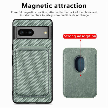 For Google Pixel 7 Carbon Fiber Leather Card Magsafe Phone Case(Green) by buy2fix
