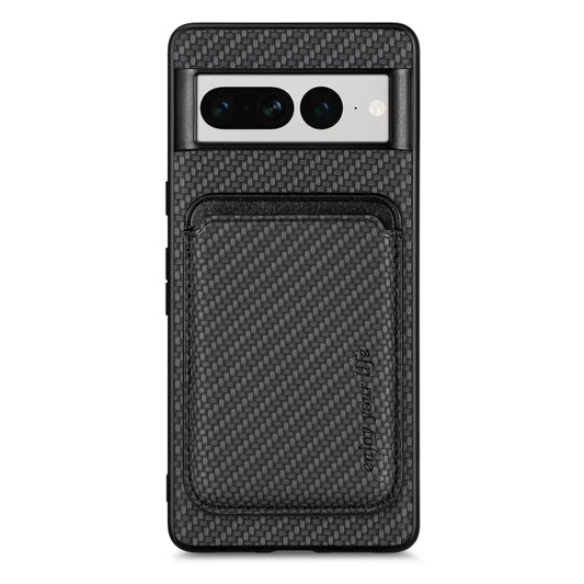 For Google Pixel 7 Pro Carbon Fiber Leather Card Magsafe Phone Case(Black) by buy2fix