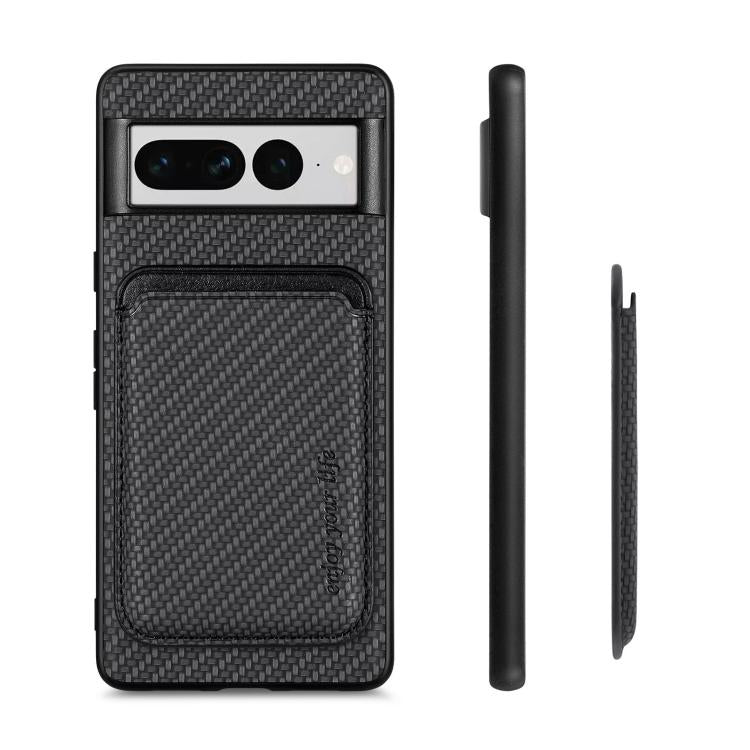 For Google Pixel 7 Pro Carbon Fiber Leather Card Magsafe Phone Case(Black) by buy2fix