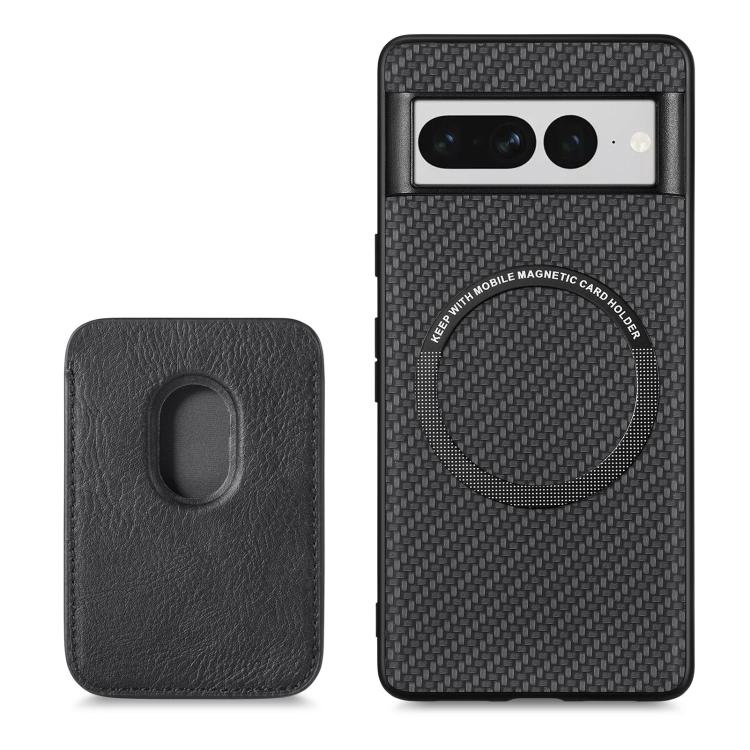 For Google Pixel 7 Pro Carbon Fiber Leather Card Magsafe Phone Case(Black) by buy2fix