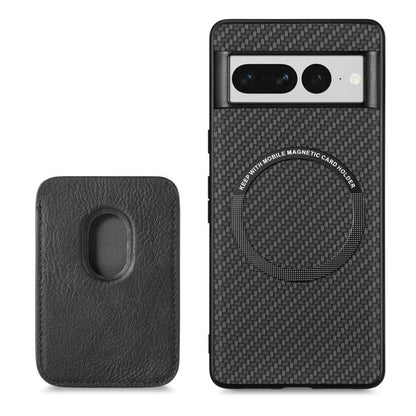 For Google Pixel 7 Pro Carbon Fiber Leather Card Magsafe Phone Case(Black) by buy2fix