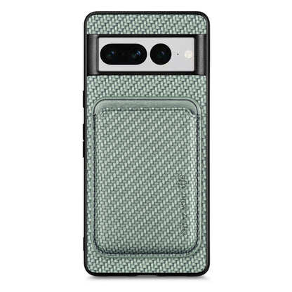 For Google Pixel 7 Pro Carbon Fiber Leather Card Magsafe Phone Case(Green) by buy2fix