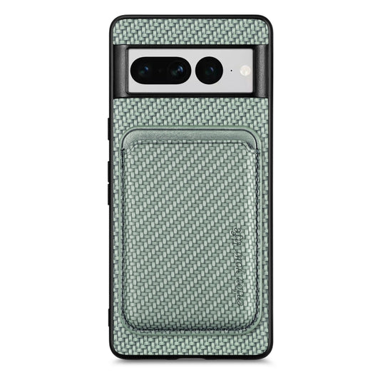 For Google Pixel 7 Pro Carbon Fiber Leather Card Magsafe Phone Case(Green) by buy2fix