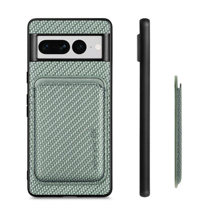 For Google Pixel 7 Pro Carbon Fiber Leather Card Magsafe Phone Case(Green) by buy2fix