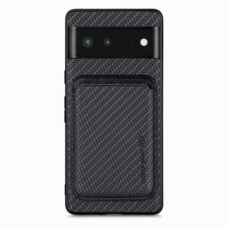For Google Pixel 6 Carbon Fiber Leather Card Magsafe Phone Case(Black) by buy2fix