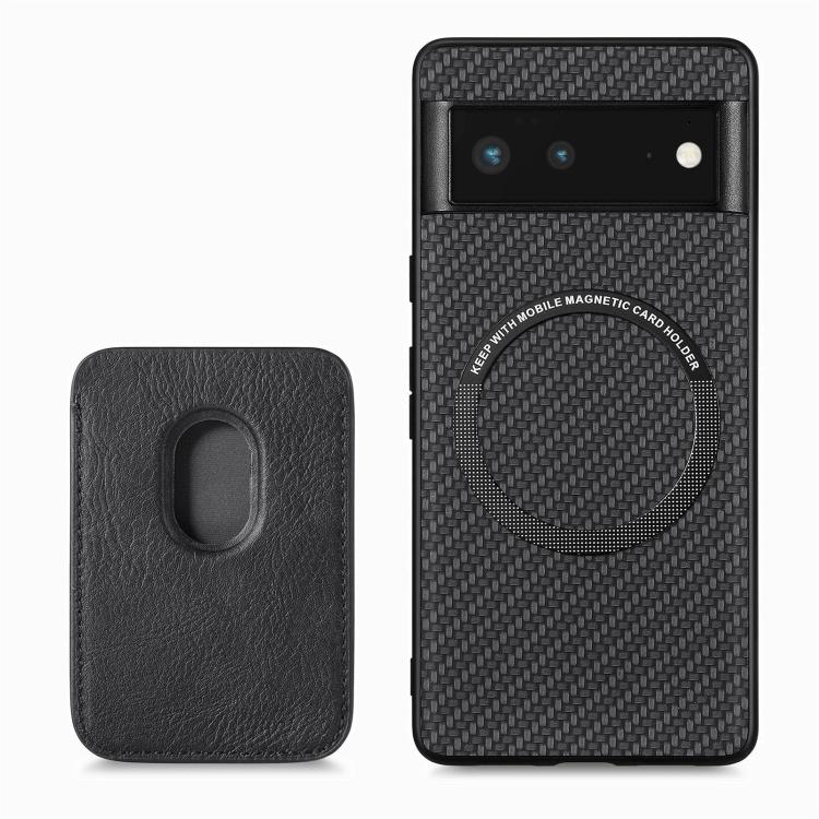 For Google Pixel 6 Carbon Fiber Leather Card Magsafe Phone Case(Black) by buy2fix