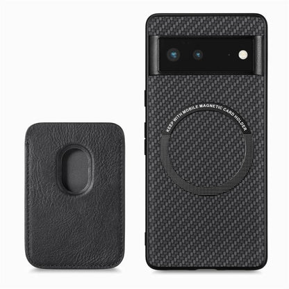 For Google Pixel 6 Carbon Fiber Leather Card Magsafe Phone Case(Black) by buy2fix