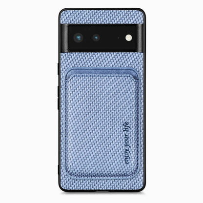 For Google Pixel 6 Carbon Fiber Leather Card Magsafe Phone Case(Blue) by buy2fix