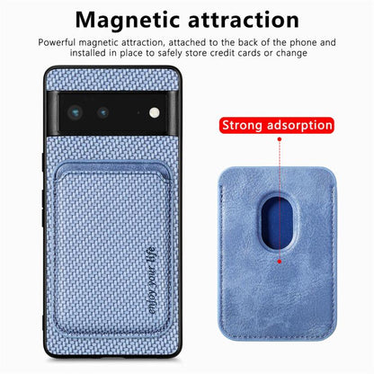 For Google Pixel 6 Carbon Fiber Leather Card Magsafe Phone Case(Blue) by buy2fix