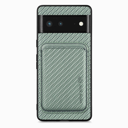 For Google Pixel 6 Carbon Fiber Leather Card Magsafe Phone Case(Green) by buy2fix