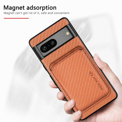 For Google Pixel 7 Carbon Fiber Leather Card Magsafe Phone Case(Blue) by buy2fix