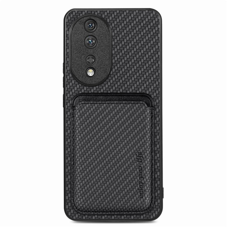 For Honor 80 Carbon Fiber Leather Card Magsafe Phone Case(Black) by buy2fix