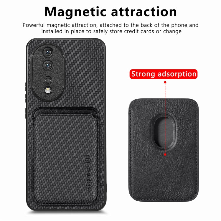 For Honor 80 Carbon Fiber Leather Card Magsafe Phone Case(Black) by buy2fix