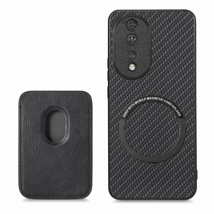 For Honor 80 Carbon Fiber Leather Card Magsafe Phone Case(Black) by buy2fix