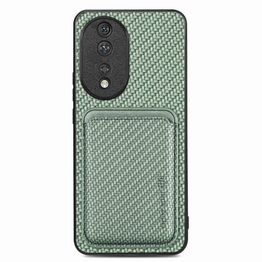 For Honor 80 Carbon Fiber Leather Card Magsafe Phone Case(Green) by buy2fix
