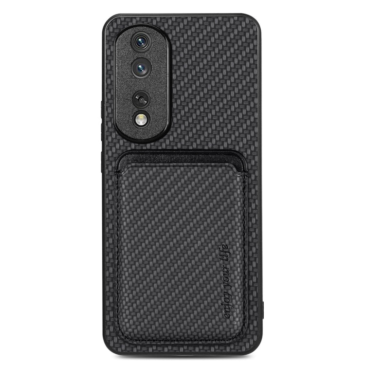 For Honor 80 Pro Carbon Fiber Leather Card Magsafe Phone Case(Black) by buy2fix