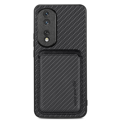 For Honor 80 Pro Carbon Fiber Leather Card Magsafe Phone Case(Black) by buy2fix