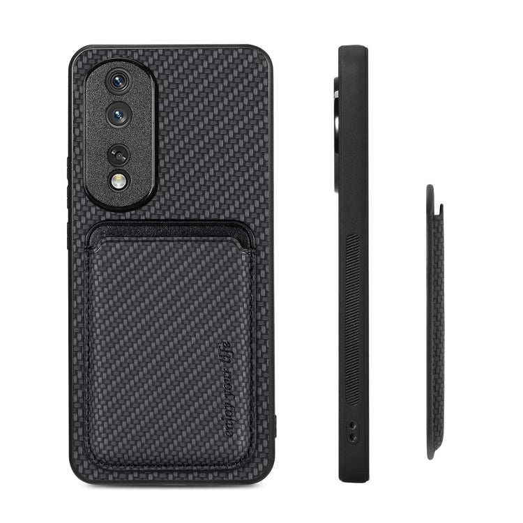 For Honor 80 Pro Carbon Fiber Leather Card Magsafe Phone Case(Black) by buy2fix