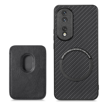 For Honor 80 Pro Carbon Fiber Leather Card Magsafe Phone Case(Black) by buy2fix