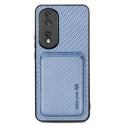 For Honor 80 Pro Carbon Fiber Leather Card Magsafe Phone Case(Blue) by buy2fix