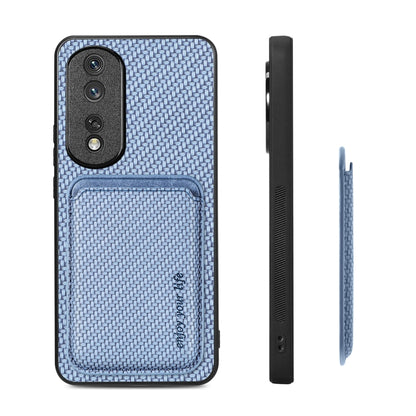 For Honor 80 Pro Carbon Fiber Leather Card Magsafe Phone Case(Blue) by buy2fix