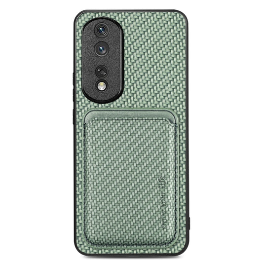 For Honor 80 Pro Carbon Fiber Leather Card Magsafe Phone Case(Green) by buy2fix