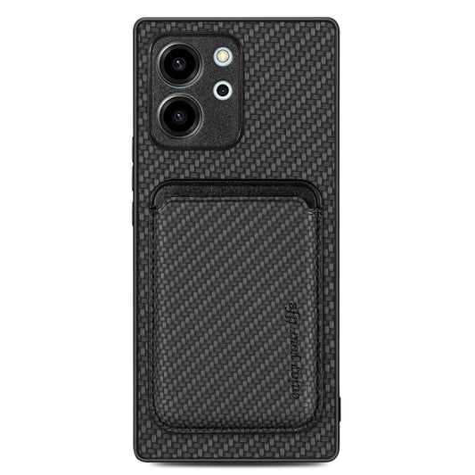 For Honor 80 SE Carbon Fiber Leather Card Magsafe Phone Case(Black) by buy2fix