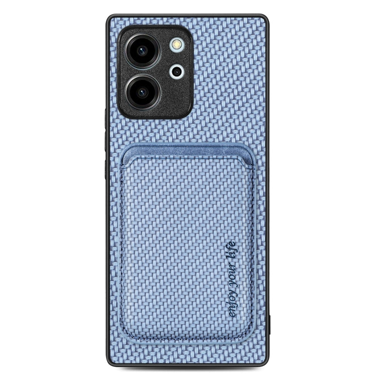 For Honor 80 SE Carbon Fiber Leather Card Magsafe Phone Case(Blue) by buy2fix