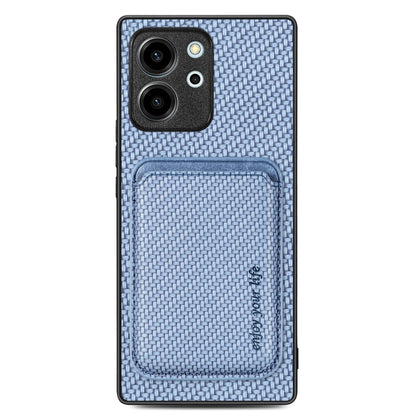 For Honor 80 SE Carbon Fiber Leather Card Magsafe Phone Case(Blue) by buy2fix