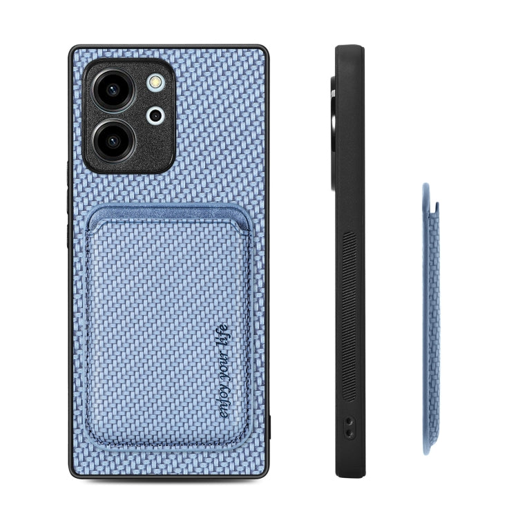 For Honor 80 SE Carbon Fiber Leather Card Magsafe Phone Case(Blue) by buy2fix