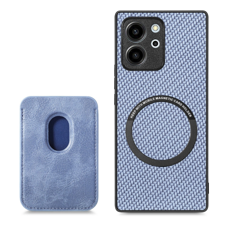 For Honor 80 SE Carbon Fiber Leather Card Magsafe Phone Case(Blue) by buy2fix