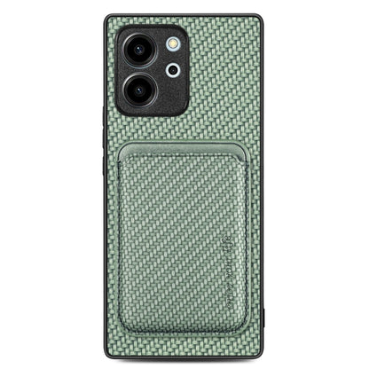 For Honor 80 SE Carbon Fiber Leather Card Magsafe Phone Case(Green) by buy2fix