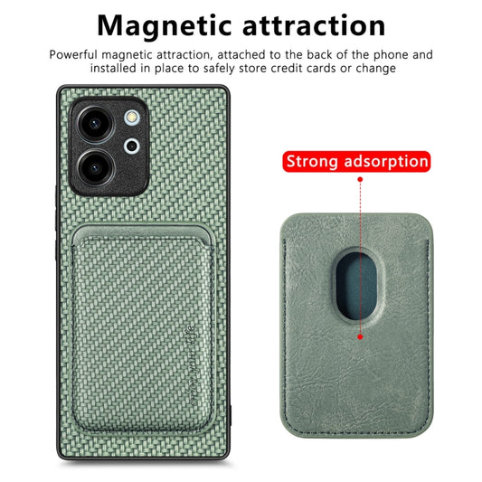For Honor 80 SE Carbon Fiber Leather Card Magsafe Phone Case(Green) by buy2fix
