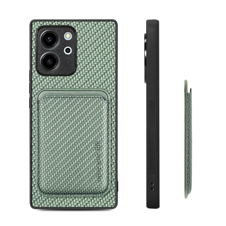 For Honor 80 SE Carbon Fiber Leather Card Magsafe Phone Case(Green) by buy2fix